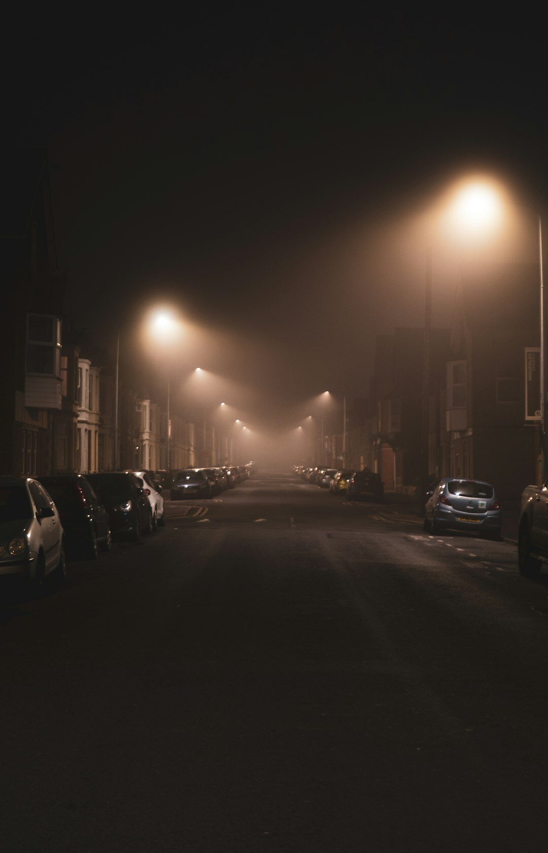 foggy night street