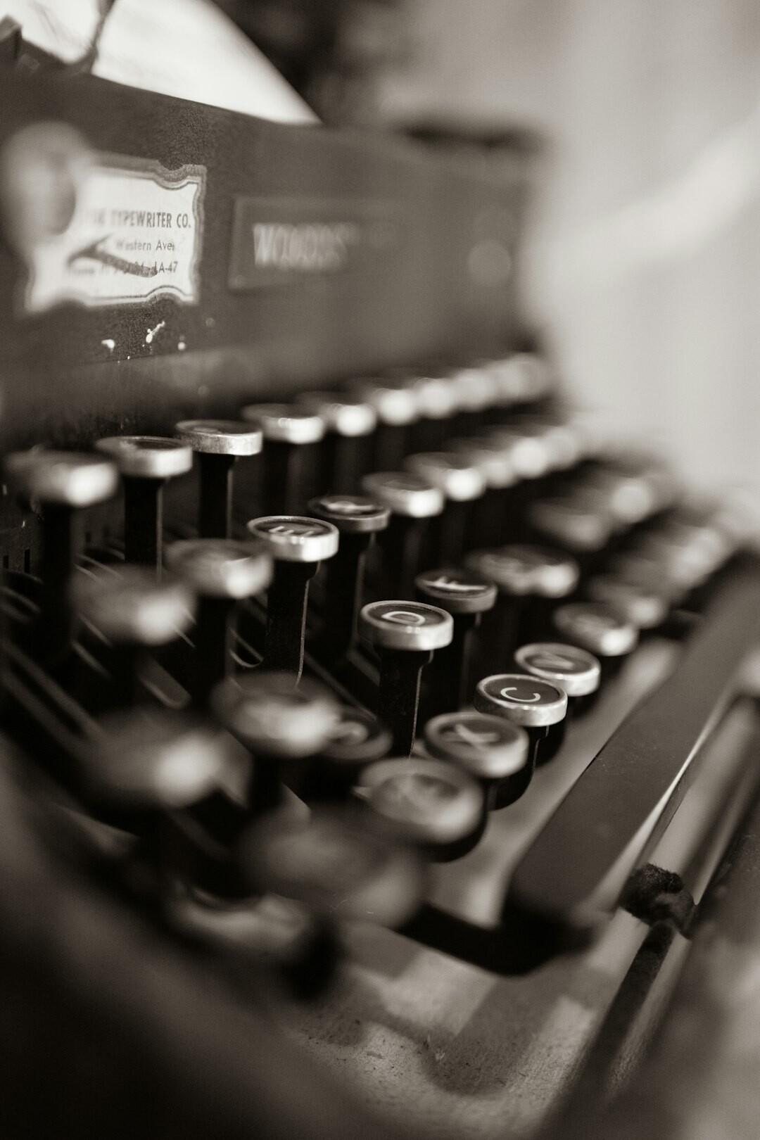famous mystery writer at typewriter